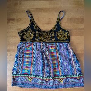 Angie Black and Multicolor Embroidered Camisole